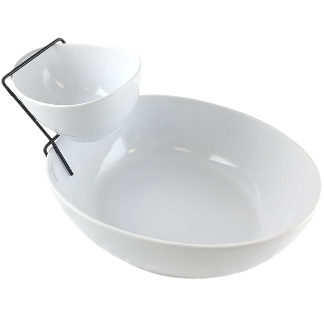 Front. Gibson - Gibson Elite Gracious Dining 2 Tier Chip and Dip Server Set - White.