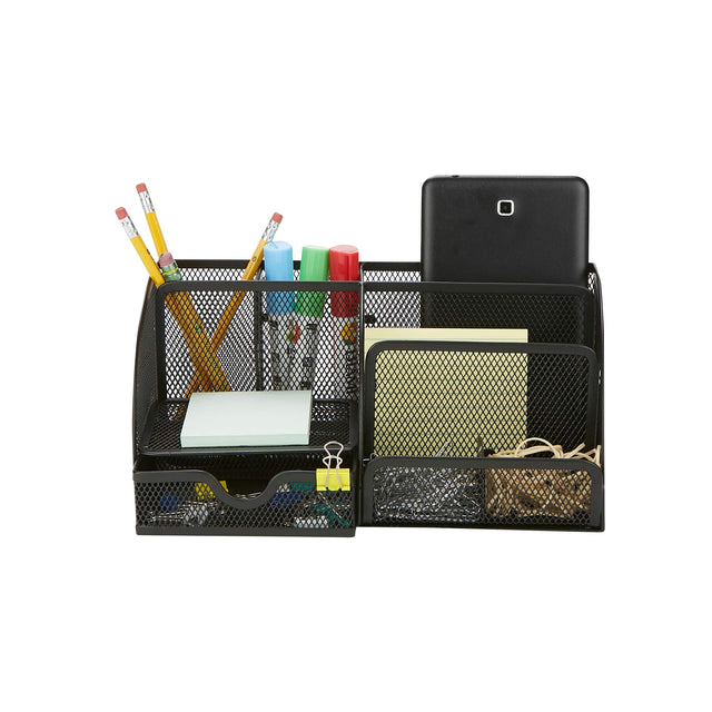 Front. Mind Reader - Desk Organizer 7 Compartment - Black.