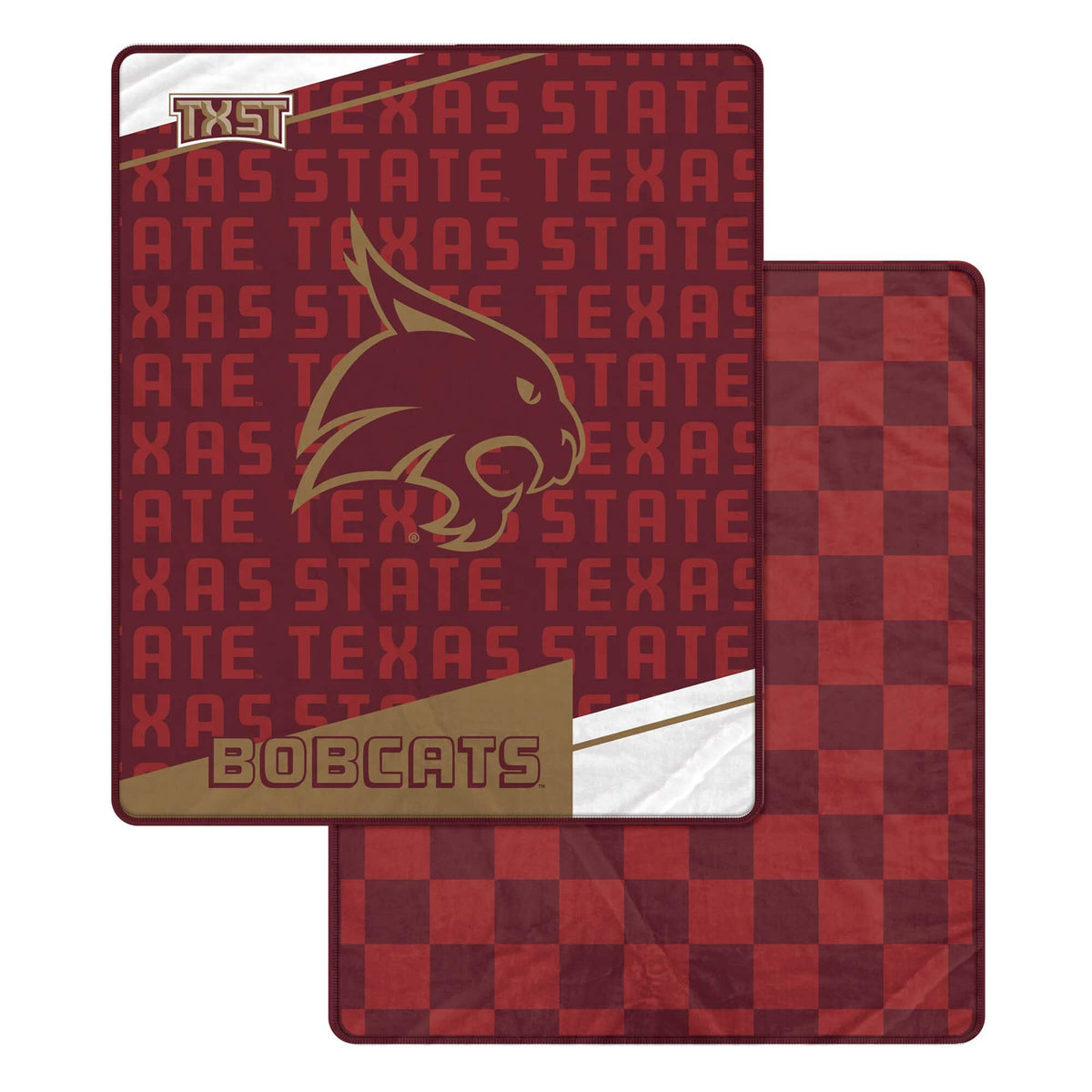 Pegasus - Texas State Bobcats 60" x 70" Diagonal Ghost Checkered Double-Sided Blanket - Multicolor