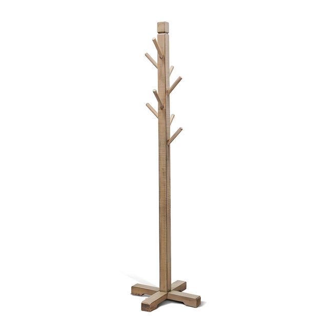 Front. Manhattan Lane - Rena Coat, Hat Tree Stand, 8 Wood Stems, 72 Inch Mahogany Wood - Pebble Brown.