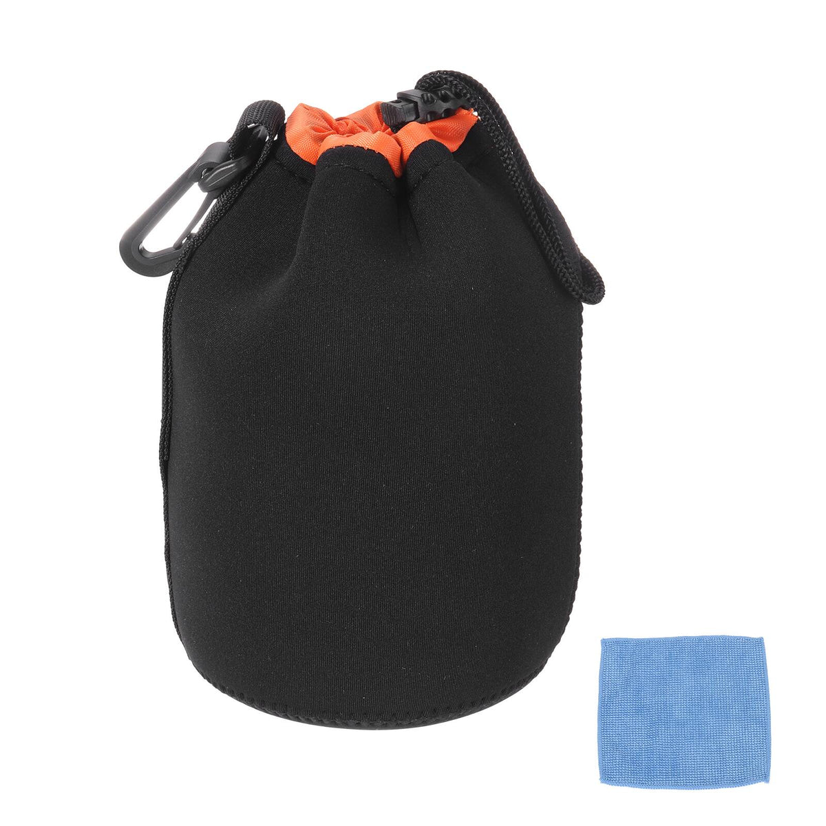 Unique Bargains - Lens Pouch, 4"x6" Drawstring Plush Neoprene Case for DSLR Gear - Black