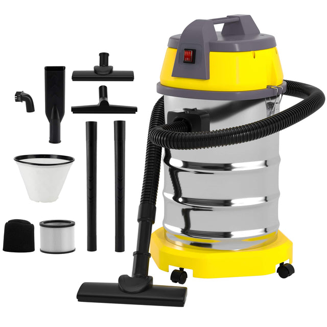 Front. Topteng - ​​8HP 3200W 2-in-1 Wet/Dry Vacuum - 10Gal Stainless Tank, with Filter and Attachments for House Garage Workshop Car - Yellow&Silver.