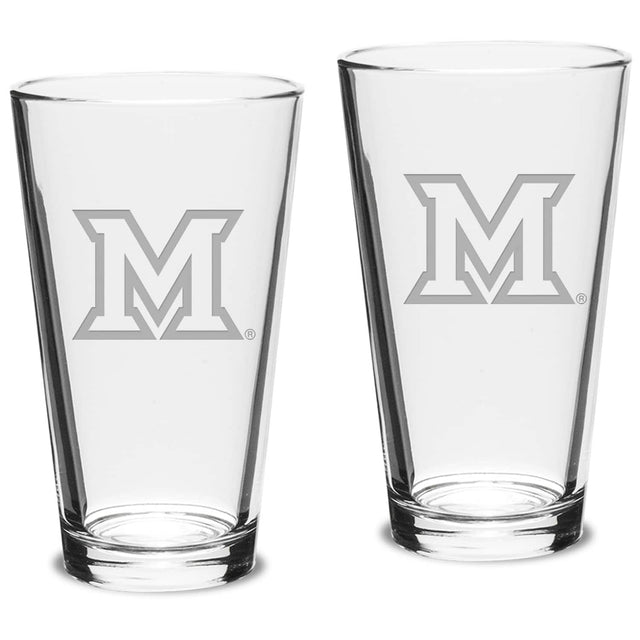 Front. Jardine - Miami University RedHawks 16oz. 2-Piece Classic Pub Glass Set - Multicolor.