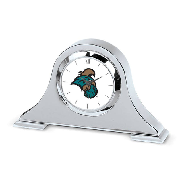Front. Jardine - Silver Coastal Carolina Chanticleers Logo Napoleon Desk Clock - Silver.