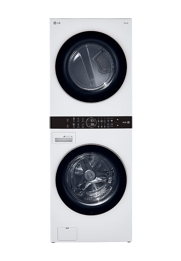 LG - 4.5 Cu. Ft. HE Smart Front Load Washer and 7.4 Cu. Ft. Gas Dryer WashTower with Steam and Built-In Intelligence - White