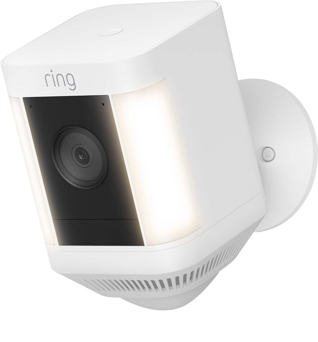 Front. Ring - Spotlight Cam Plus Outdoor/Indoor Wireless 1080p Battery Surveillance Camera - White.