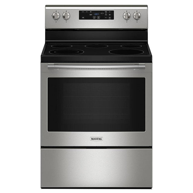 Front. Maytag - 5.3 Cu. Ft. Freestanding Electric Range with Steam Clean - Stainless Steel.