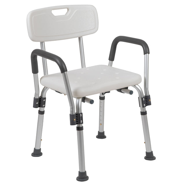 Front. Emma + Oliver - 300 Lb. Capacity Adjustable Bath & Shower Chair with Depth Adjustable Back - White.