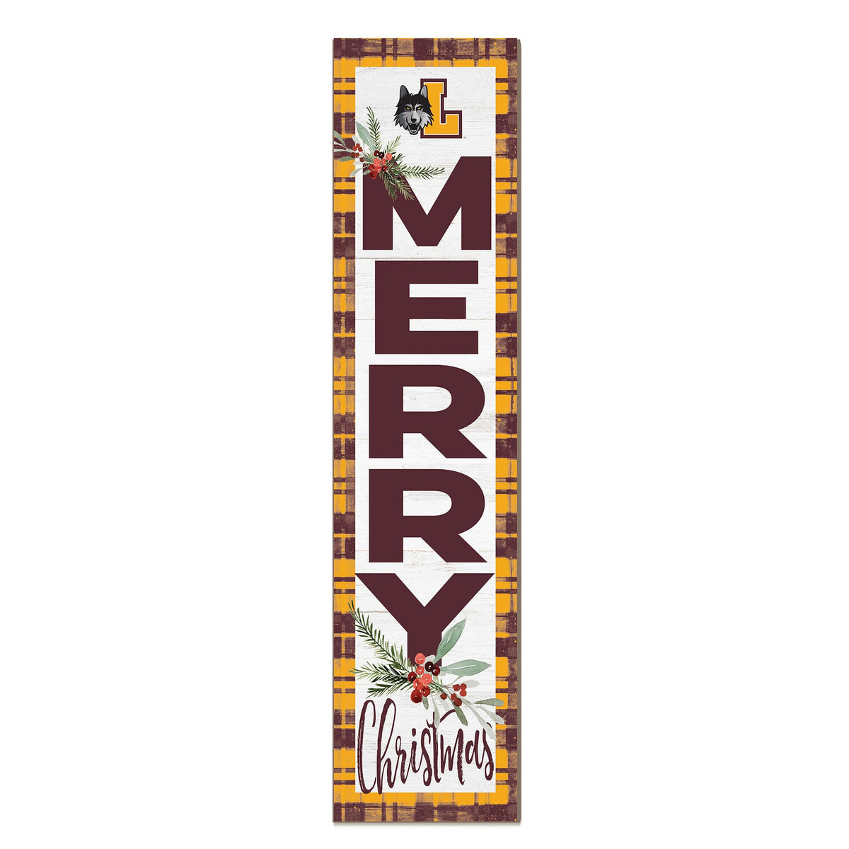 Jardine - Loyola Chicago Ramblers 12'' x 48'' Outdoor Merry Christmas Leaner - White