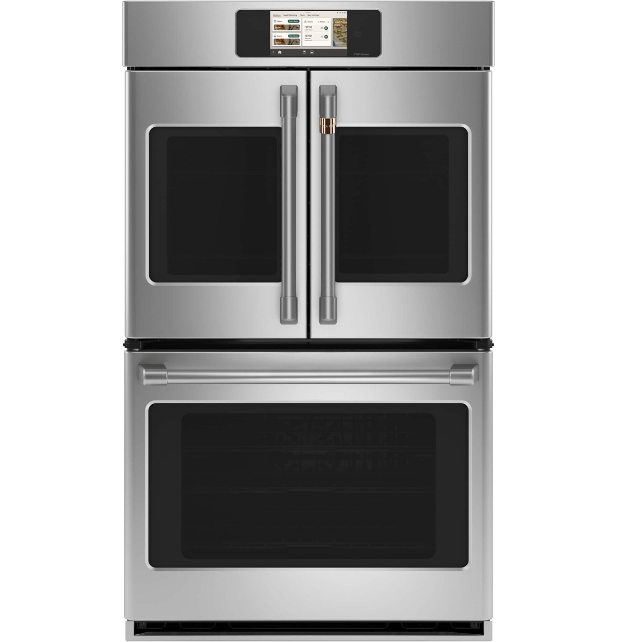 Café - 30" Smart Built-In Double Electric Convection French Door Wall Oven with No Preheat Air Fry - Stainless Steel