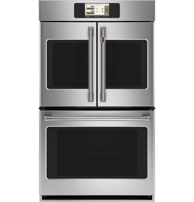 Front. Café - 30" Smart Built-In Double Electric Convection French Door Wall Oven with No Preheat Air Fry - Stainless Steel.