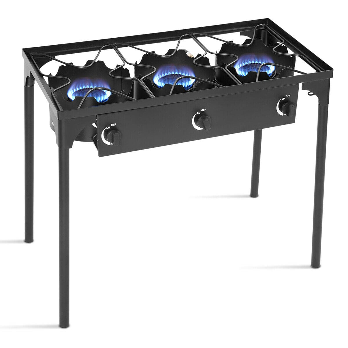 Costway - Goplus Portable Propane 225,000-BTU 3 Burner Gas Cooker Outdoor Camp Stove BBQ - Black