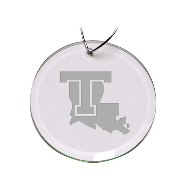 Front. Jardine - Louisiana Tech Bulldogs 3'' Glass Round Ornament - Multicolor.