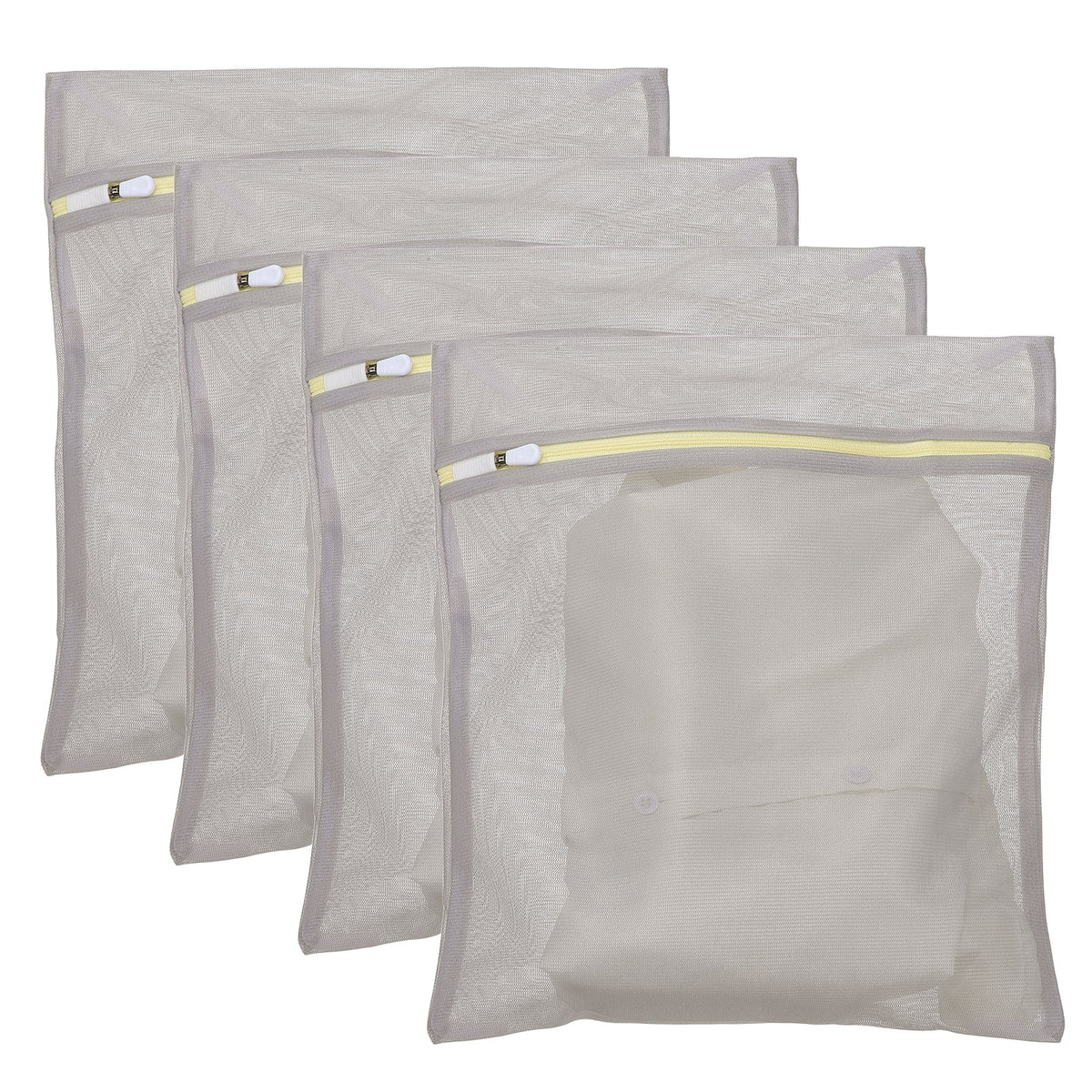 Unique Bargains - 4pcs Mesh Laundry Bags with Zipper Fine Net for Delicates 4 Sizes for Travel Clothes, Bathroom, Dorm, Bras and Socks - Ultra Gray