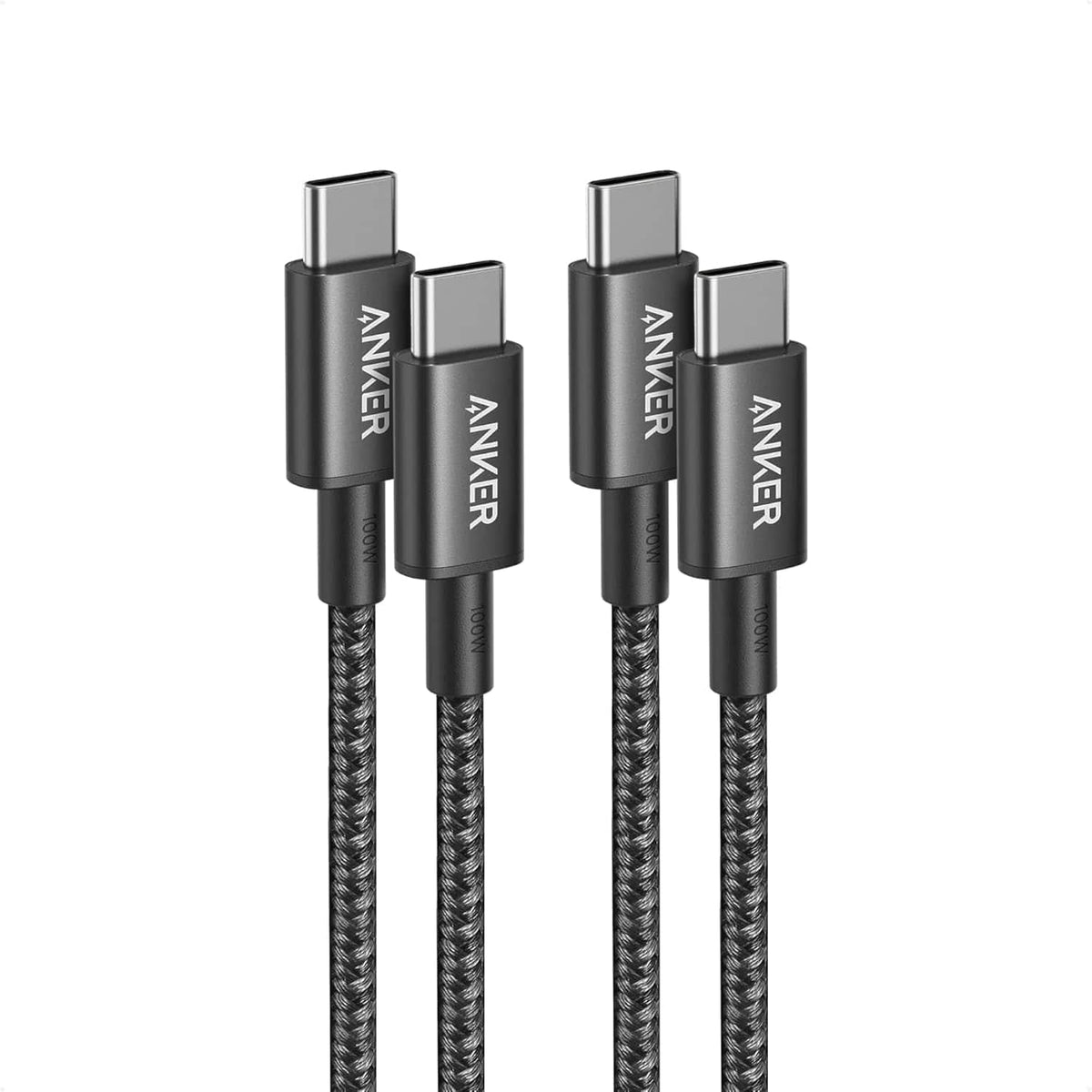Anker - USB C to USB C Cable, 2-Pack 3.3 FT (1 m) Type C 100W Fast Charging Cable - Black
