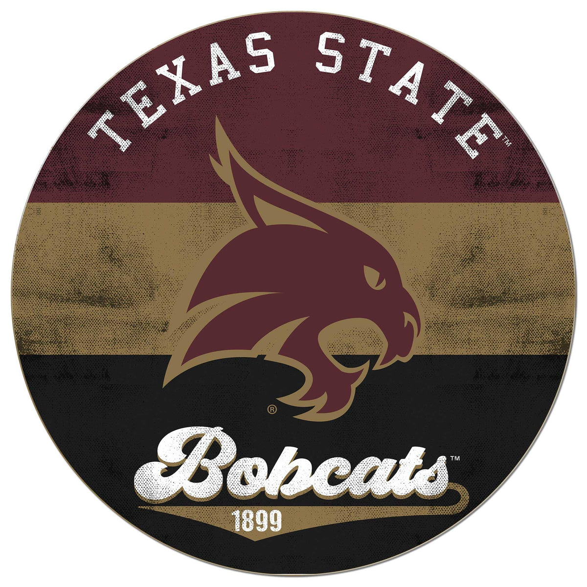 Jardine - Texas State Bobcats 20'' x 20'' Retro Logo Circle Sign - Maroon