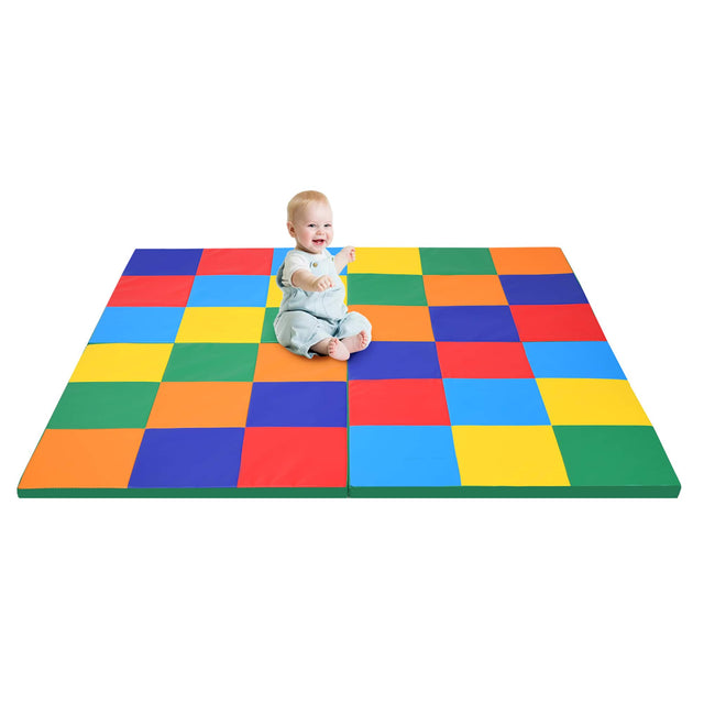 Front. Gymax - Gymax 58'' Toddler Foam Play Mat Baby Folding Activity Floor Mat Home School Daycare - Multi-color.