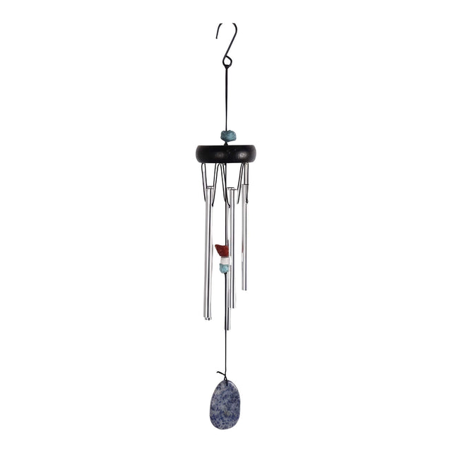 Front. FC Design - FC Design 15" Long Wood Top Blue Agate Geode Wind Chime Outdoor Patio or Garden Hanging Decoration - Multi-Color.