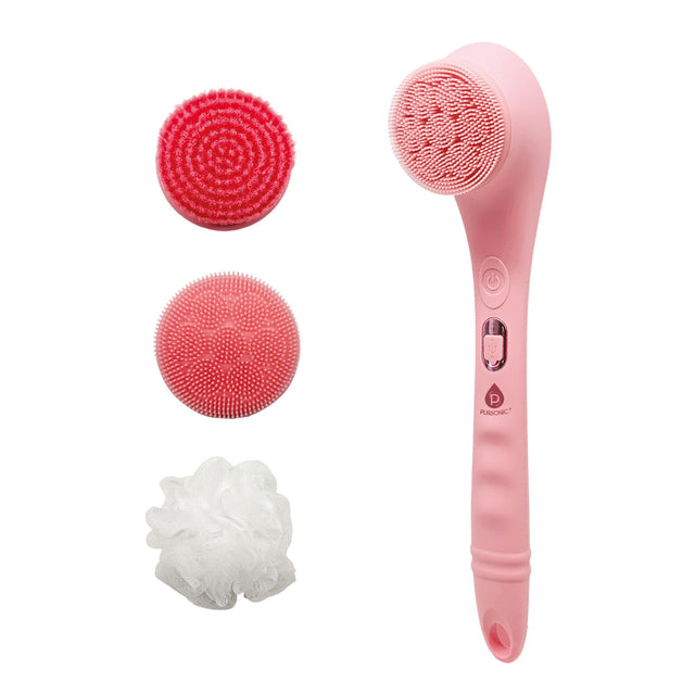 Front. Pursonic - Rechargeable Waterproof Silicone Bath Brush with 3 Interchangeable Brush Heads.