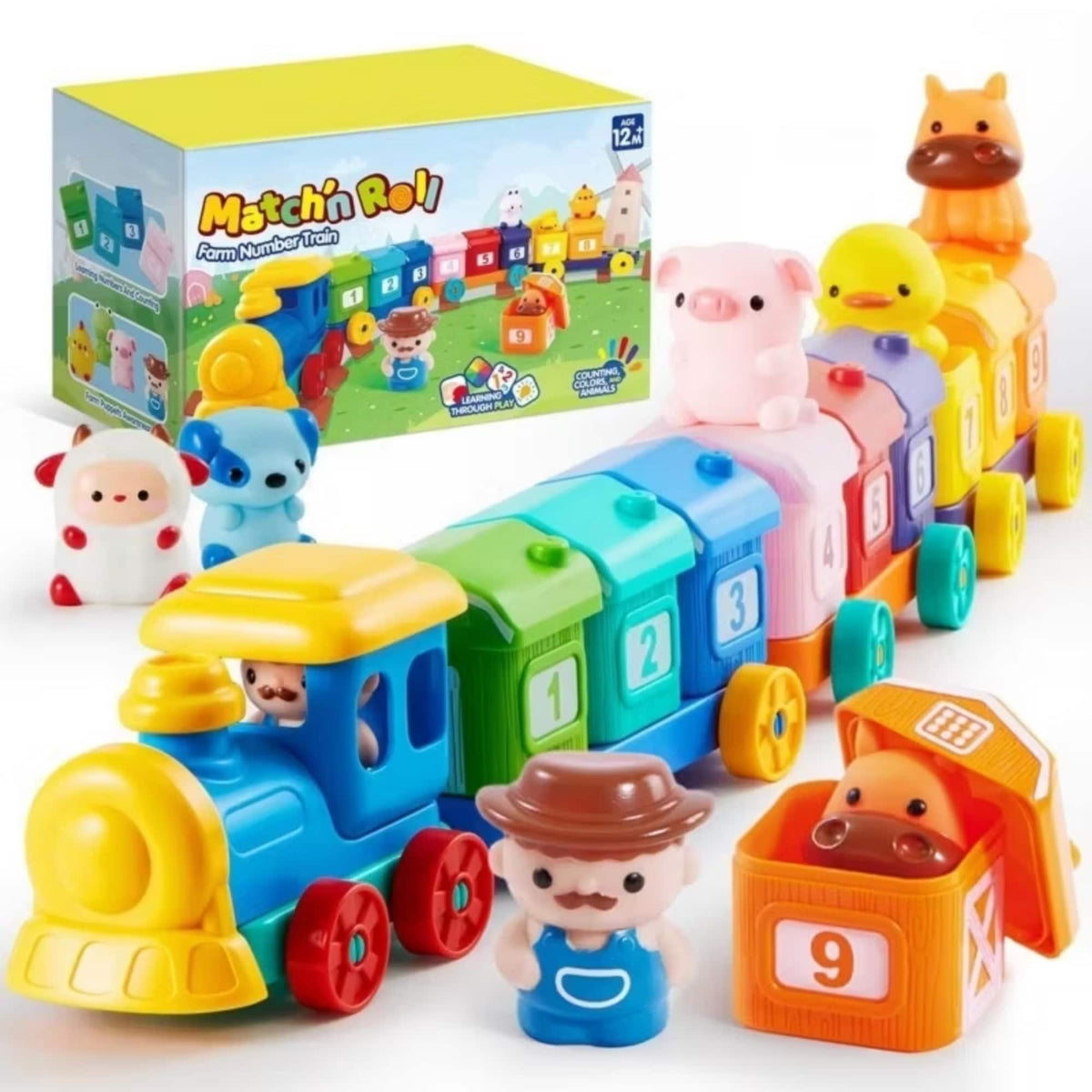 Joyfy - Montessori Learning Toys for Toddlers, Counting, Matching & Sorting Toy Train, Christmas Birthday Gift for Baby Boy Girl