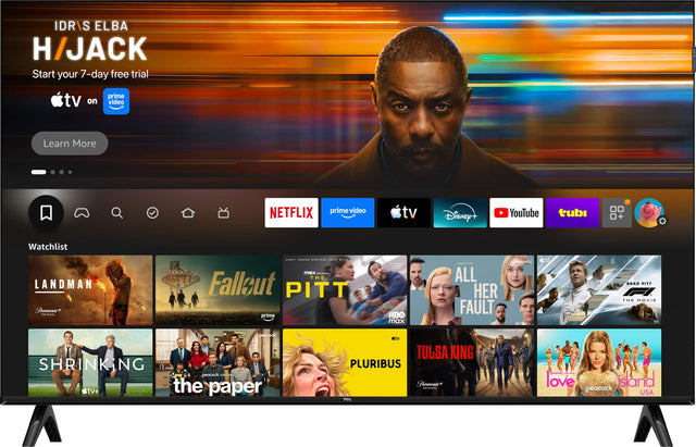 IDRIS ELBA H/JACK  
Start your 7-day free trial on Prime Video  
Learn More  

NETFLIX  
prime video  
tv  
Disney  
YouTube  
tubi  
Peacock  

Watchlist  
LANDMAN  
Fallout  
PITT  
prime HBO max  
ALL HER FAULT  
peacock  
SHRINKING  
the paper  
TULSA KING  
PLURIBUS  
love island USA