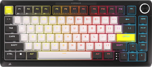 CORSAIR ESC F1 F2 F3 F4 F5 F6 F7 F8 F9 F10 F11 F12 DEL  
- - -. - 1! 2@ 3# 4$ 5% 6^ 7& 8* 9( 0) - _ +  
HOME TAB Q W E R T Y U I O P { } |  
CAPS A S D F G H J K L ; ' ENTER PG DN  
SHIFT Z X C V B N M , . / SHIFT  
CTRL ALT FN ALT  
PG UP PG DN END
