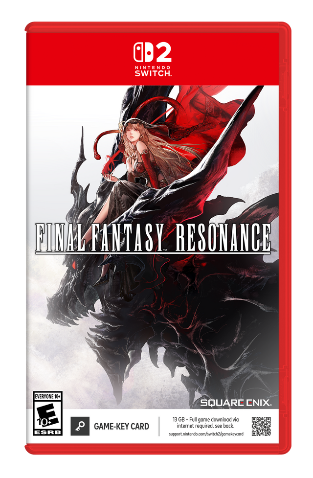 02 NINTENDO SWITCH. FINAL FANTASY. THE RESONANCE EVERYONE 10+ 10+ ESRB SQUARE ENIX. 13 GB - Full game download via internet required. see back. support.nintendo.com/switch2/gamekeycard