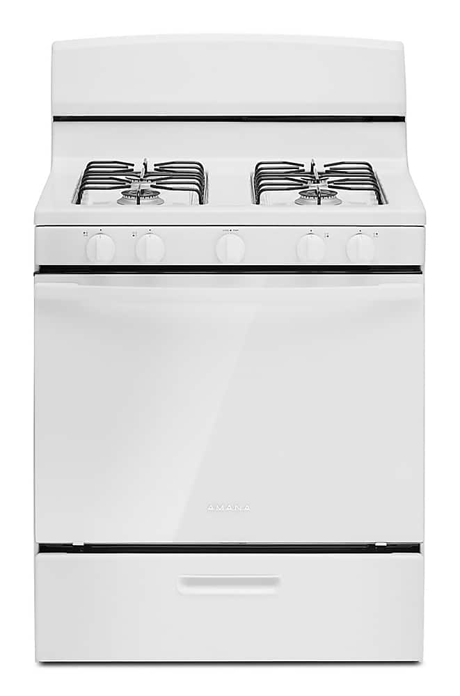 Amana - 30 in. Wide 4 burners 5.0 cu. ft. Freestanding Single Oven Gas Range with Easy-Clean Glass Door - White