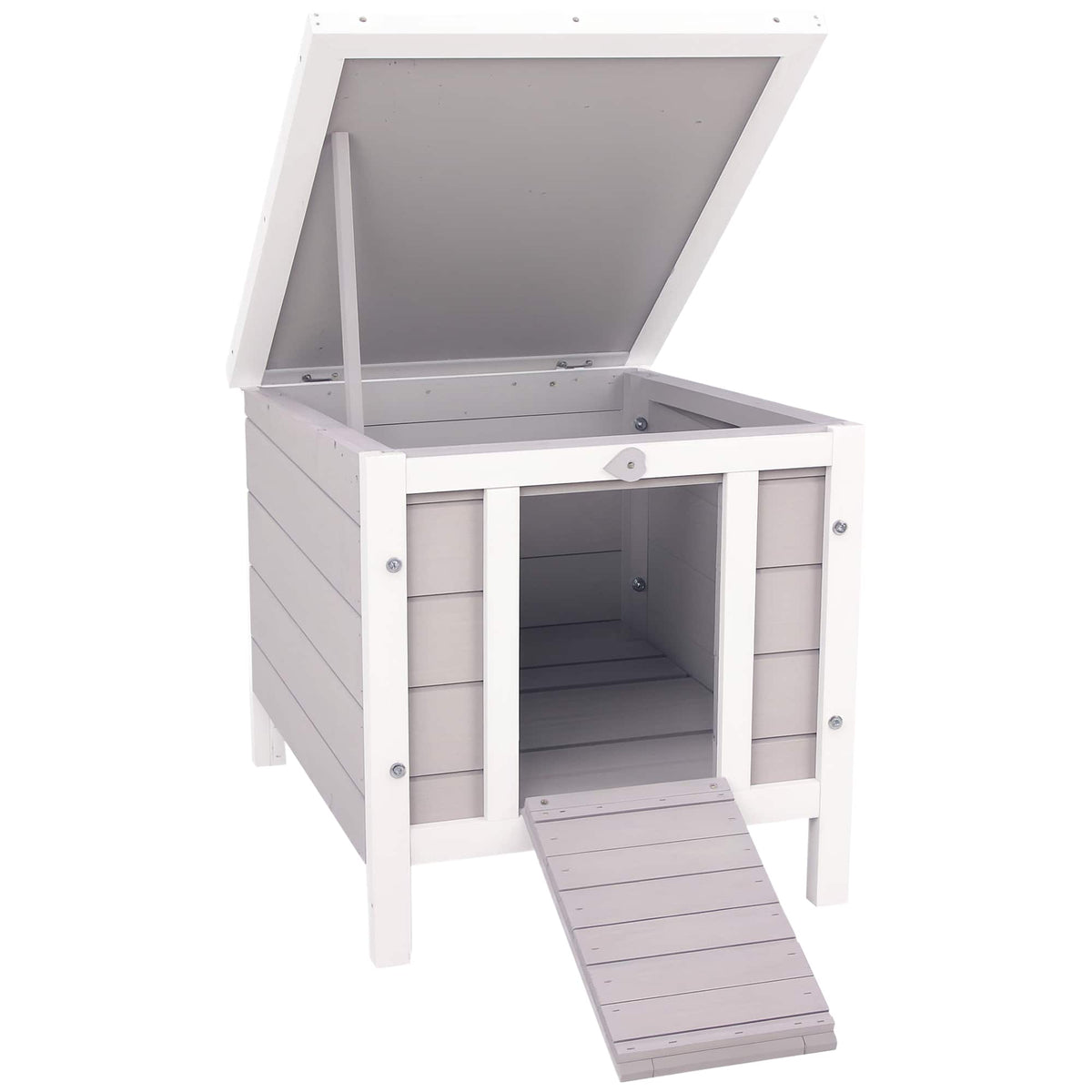 Pawhut - Small Wooden Rabbit Hutch Bunny Cage Guinea Pig Cage Duck House Dog House with Openable & Waterproof Roof