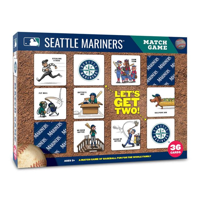 Seattle Mariners Match Game

Let's Get Two!

- Stealing a Base
- Fly Ball
- Batter's Box
- On Deck Batter
- Clean Up Hitter
- Ballpark Dog
- Team
- Seattle Mariners Logo

36 Cards

A Match Game of Baseball Fun for the Whole Family

Ages 3+