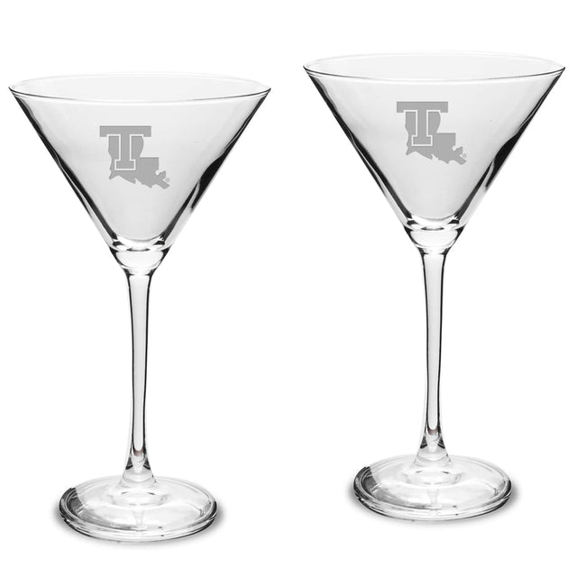 Front. Jardine - Louisiana Tech Bulldogs Two-Piece Traditional 10oz. Martini Glass Set - Multicolor.