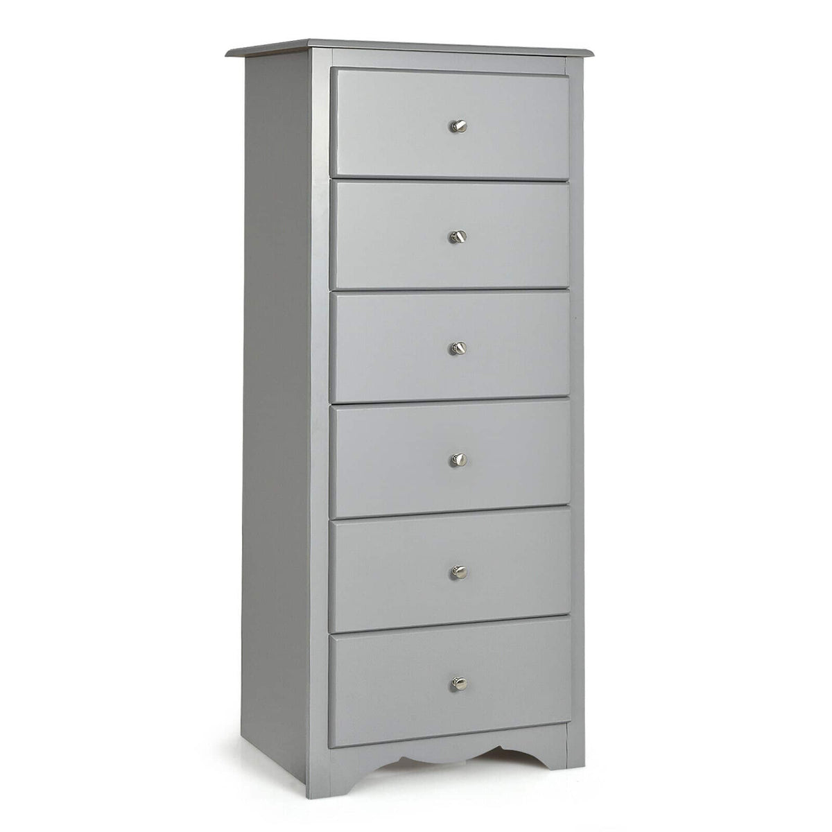 Gymax - 6 Drawer Chest Dresser Clothes Storage Bedroom Tall Furniture Cabinet Grey - Gray