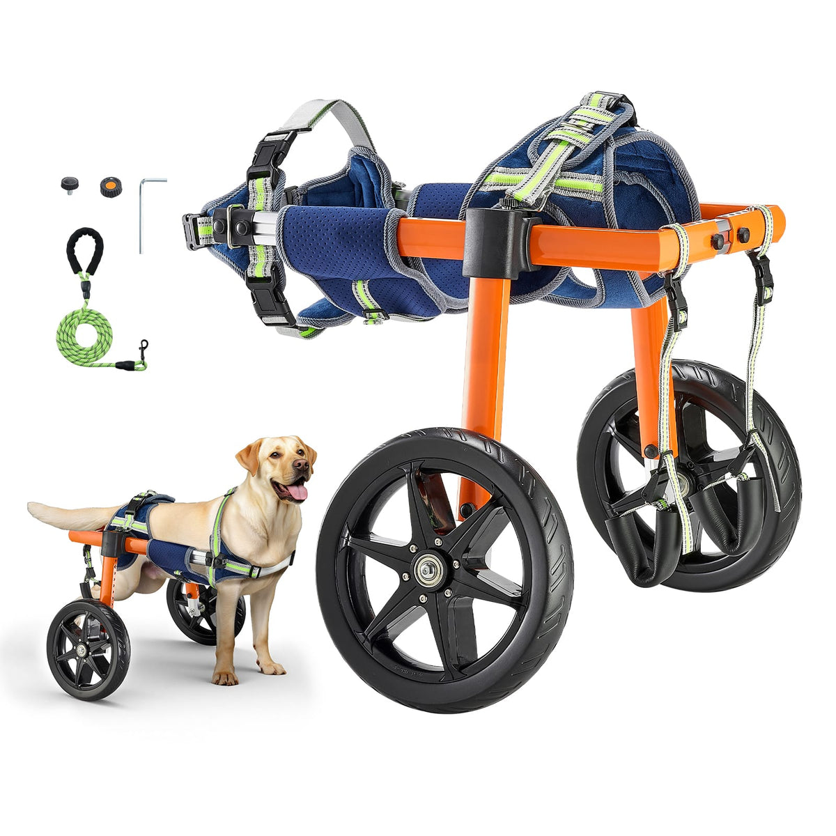 VEVOR - Dog Wheelchair for Back Legs, Lightweight 2 Wheels Pet Wheelchair, Height, Width & Length Adjustable, Dog Cart - Orange