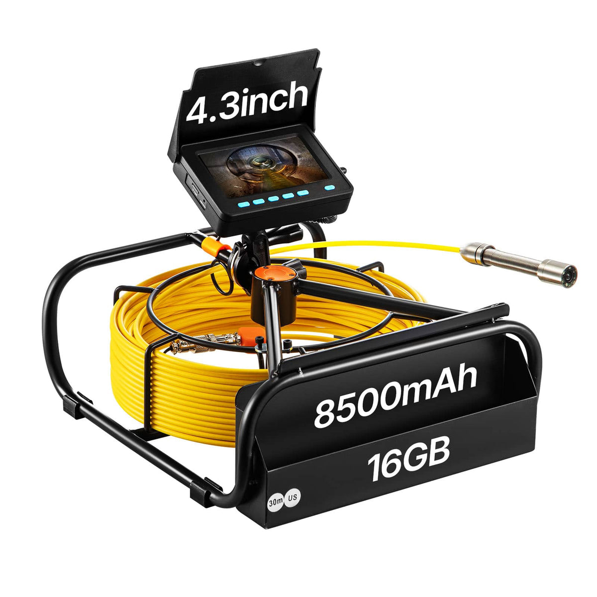 VEVOR - Sewer Camera, 164ft/50M 4.3" Pipe Drain Inspection Camera with DVR Function & Snake Cable, Waterproof IP68 Borescope - Yellow;Black