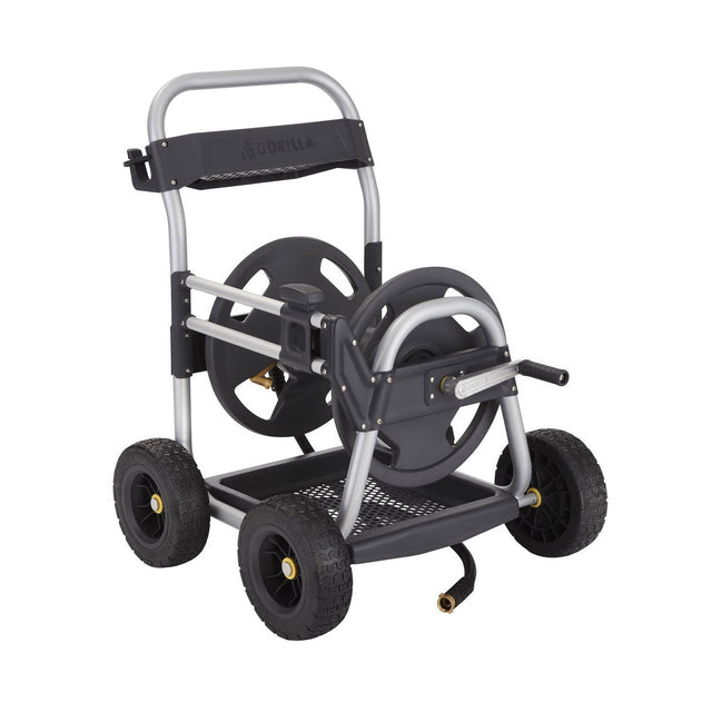 Front. Gorilla - Gorilla 250 ft. Black/Gray Wheeled Hose Reel Cart.