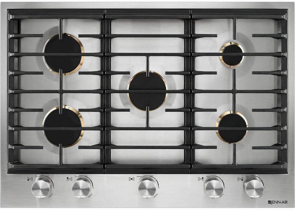 JennAir - 30 in. Wide 5 Burner Built-In Gas Cooktop - Stainless Steel