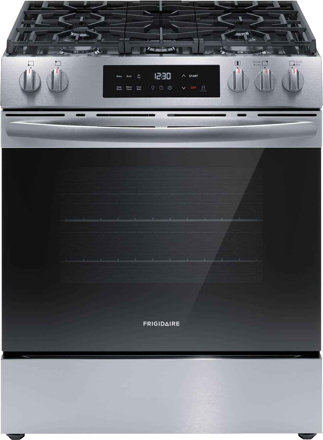 Frigidaire - 30 in. Wide 5 burners 5.1 Cu ft. Slide In Gas Range with Air Fry and 18K BTU Burner - Stainless Steel