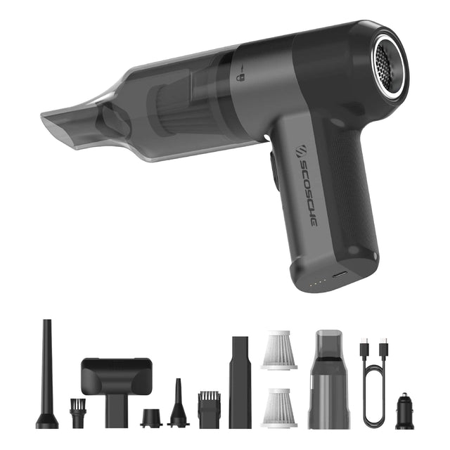 Front. Scosche - Scosche SCOVAC 4-in-1 Cordless Handheld Vacuum Cleaner with Inflator, Deflator & Air Duster for Car, Home or Office. - Black.