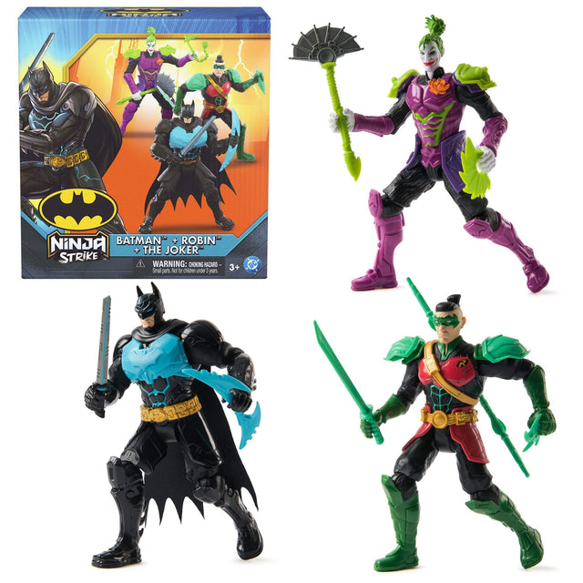NINJA STRIKE  
BATMAN + ROBIN + THE JOKER  
WARNING: CHOKING HAZARD - Small parts. Not for children under 3 years.  
3+