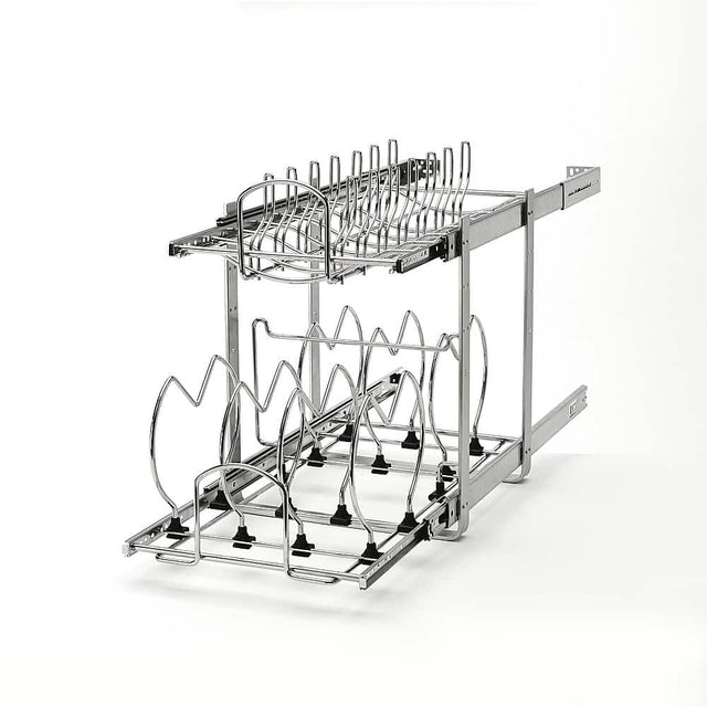 Front. Rev-A-Shelf - 2-Tier Pots and Pans Cookware Cabinet Organizer.