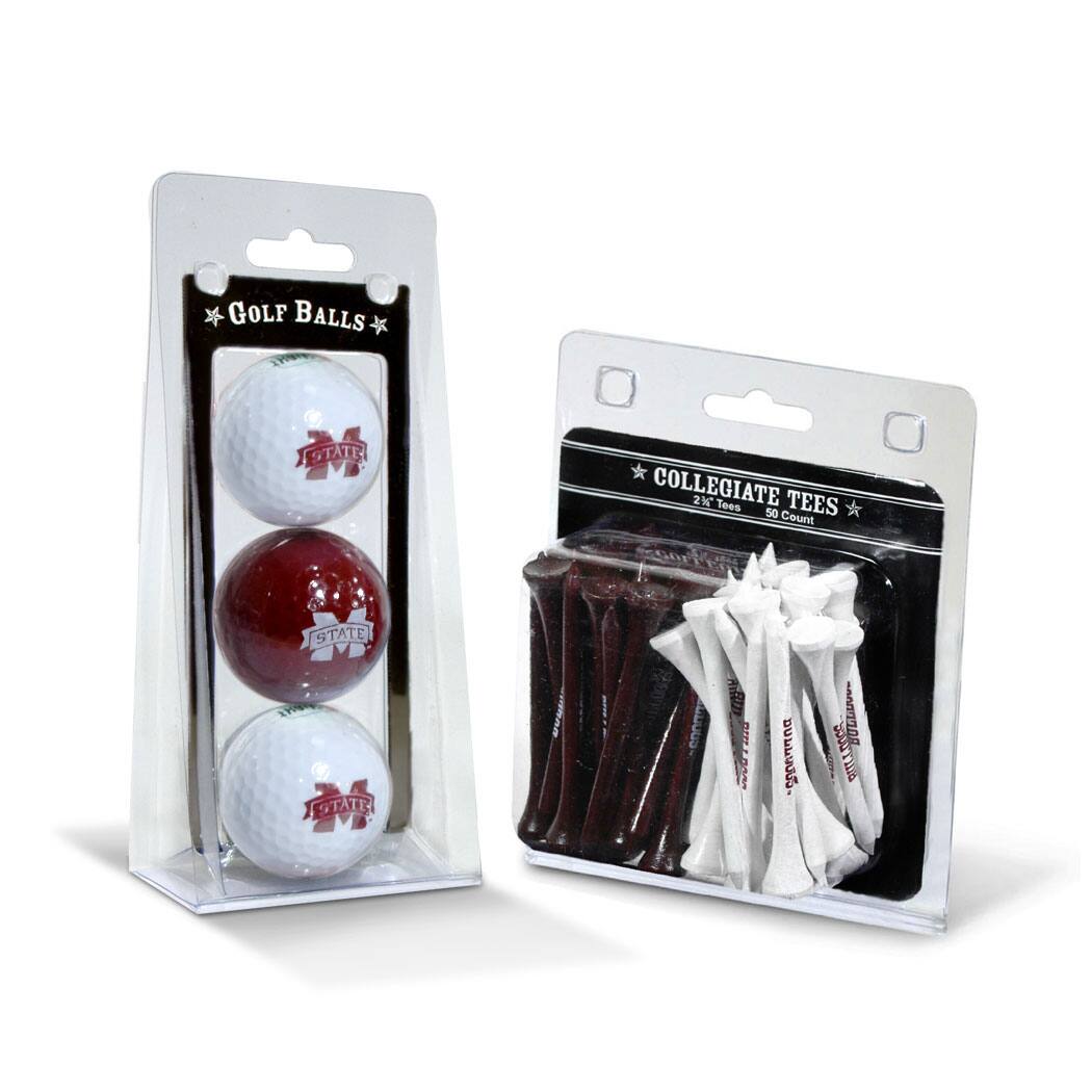 Team Golf - Mississippi State Bulldogs 3-Golf Ball & 50-Golf Tee Set - Multicolor