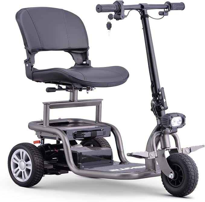 Hover Heart - 3-Wheel Mobility Scooter for Adults and Seniors with Detachable Battery, Swivel Seat and Foldable Handlebar - Gray