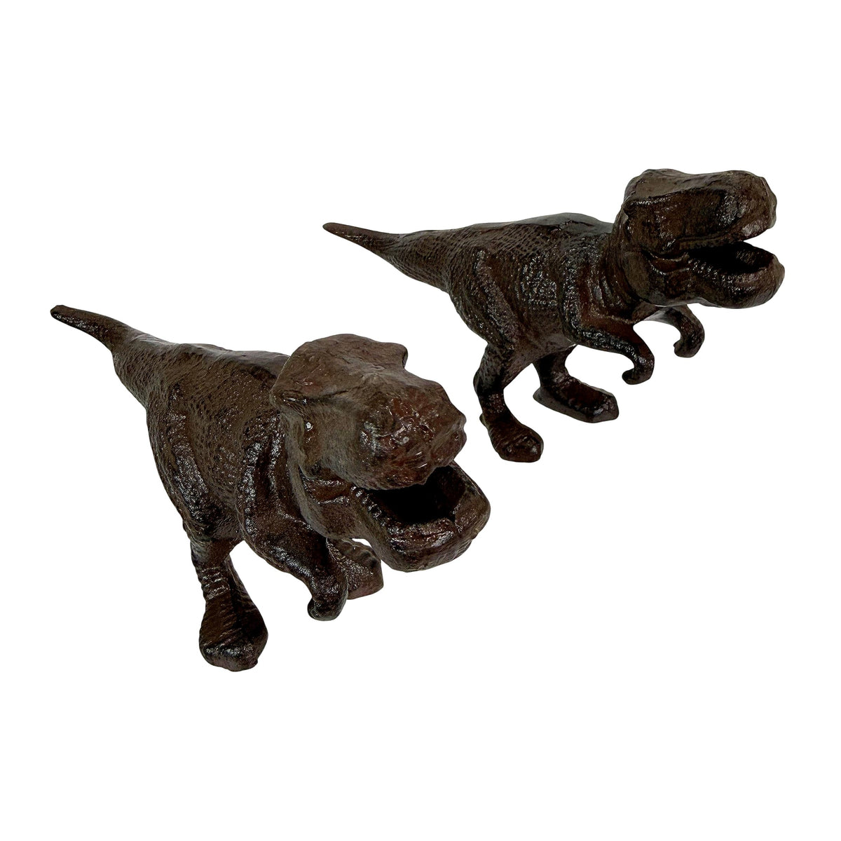 Things2Die4 - Cast Iron Dinosaur Bookends Set of 2 T-Rex Decorative 8.5 In - Brown