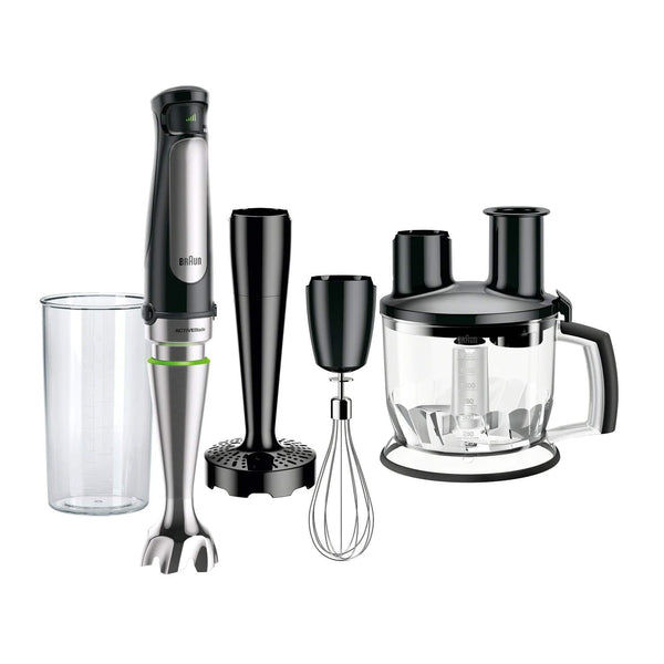 Braun - MultiQuick Smart-Speed Hand Blender with 500 Watts of Power, Whisk, Masher, and 6-Cup Food Processor - Stainless Steel