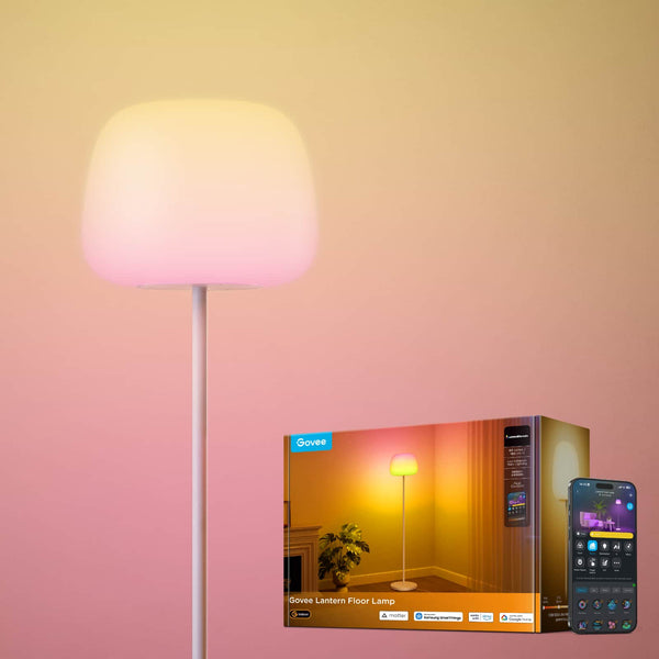 Govee - Lantern Floor Lamp, Halo Gradient RGBIC Smart Corner Lamp with LuminBlend+, Matter Compatible - White