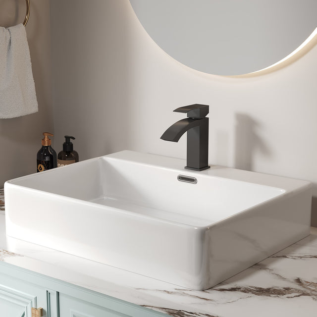 Front. Bothwa Home - Bothwa Home BF-HD1203-MB  6 - Inch Idris Single Handle Bathroom Faucet in Matt Black Finish - Matte Black.