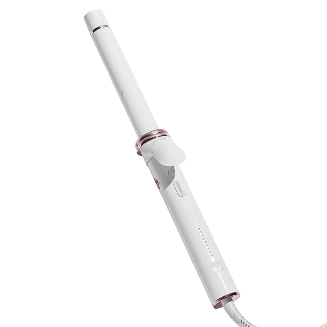 Front. T3 - CurlWrap 1" Automatic Clip Curling Iron, White - White.