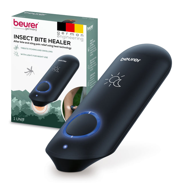 beurer Germany German INSECT BITE HEALER After bite and sting pain relief using heat technology - TREATS ITCHING AND SWELLING WITH LIGHT FOR NIGHT USE