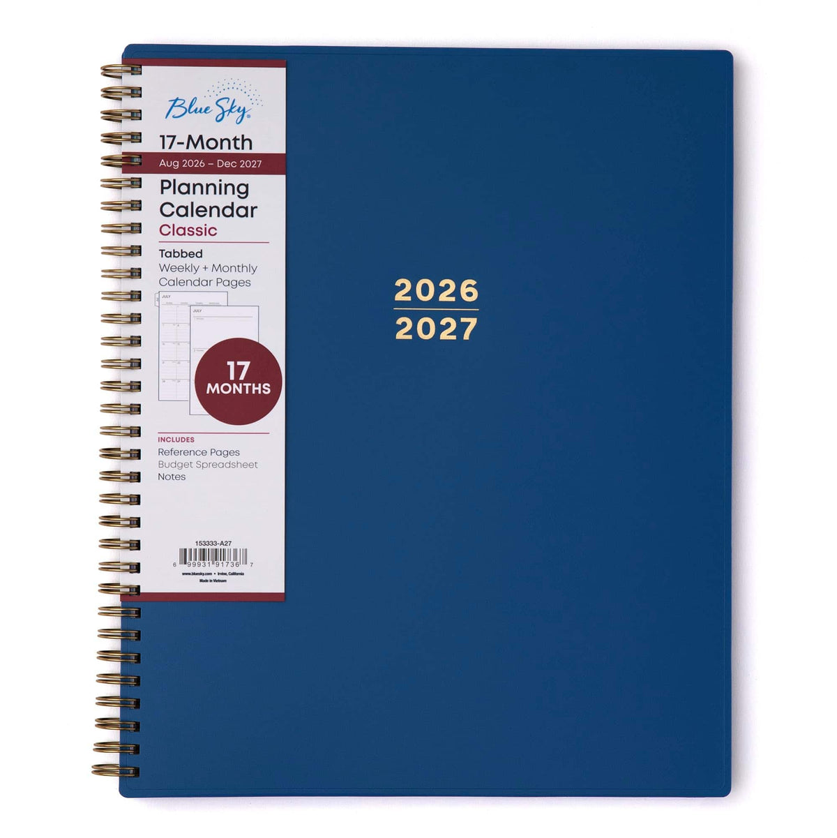 Blue Sky - 2026-2027 Weekly & Monthly Academic Planner, 8.5"x11", Azure