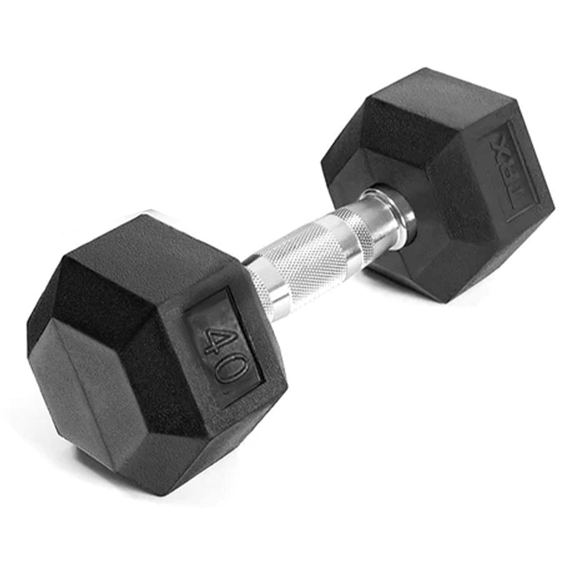 TRX - Hex Rubber 40 Pound Dumbbell Weight Strength Training Workout Equipment - Black
